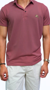 Men's Tea pink 3D textured Imported polo shirt